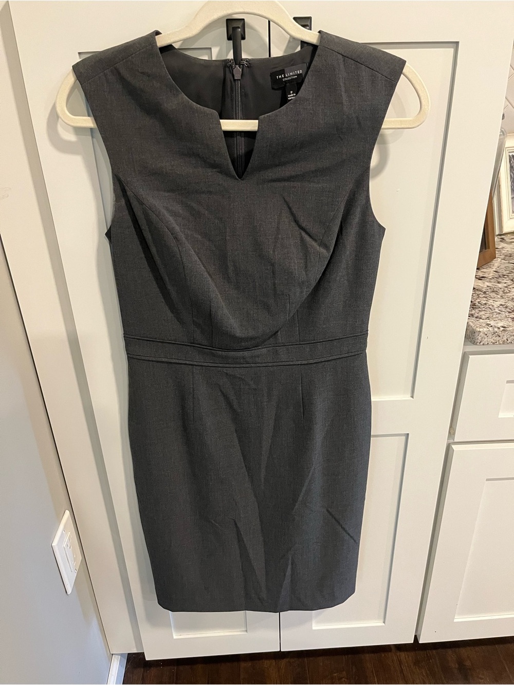 🩶 The Limited Dark Charcoal Sleeveless Midi Sheath Dress